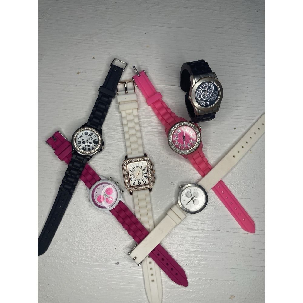 Lot Of Women's Watches With Rubber Silicone Bands Untested Needs Battery